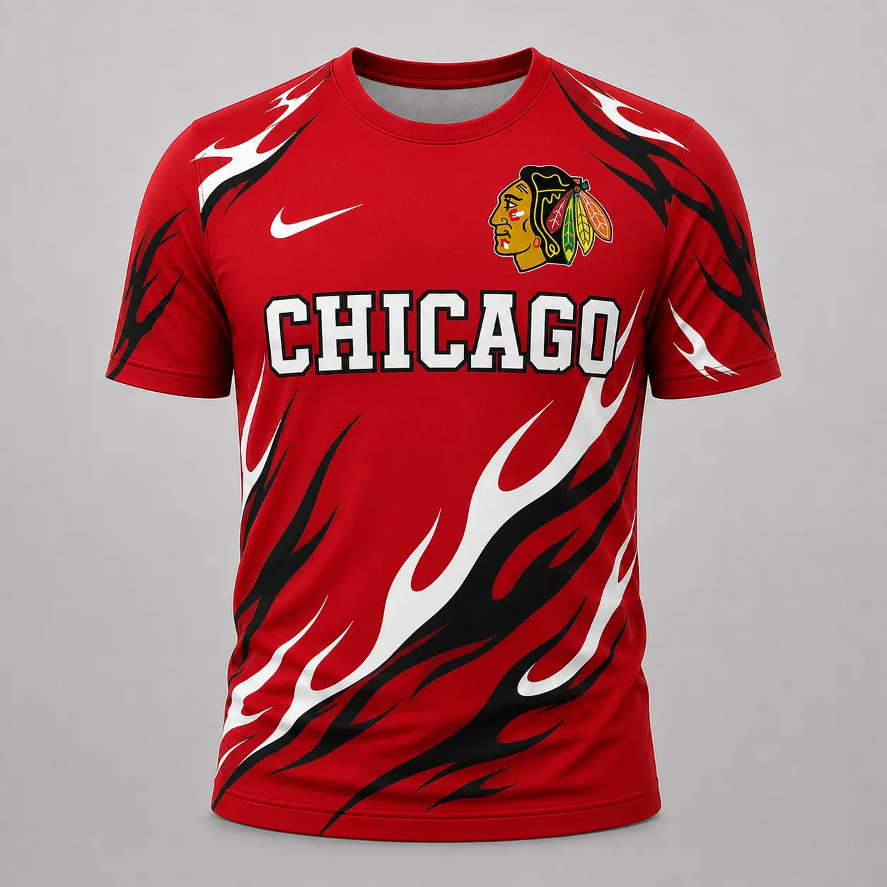 Chicago Blackhawks | Premium NHL Flame Graphic Game Day Fan T-Shirt NDN