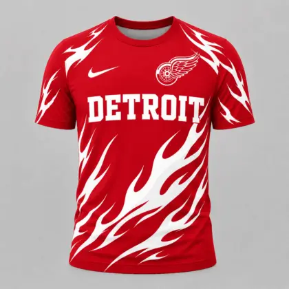 Detroit Red Wings | Premium NHL Flame Graphic Game Day Fan T-Shirt NDN