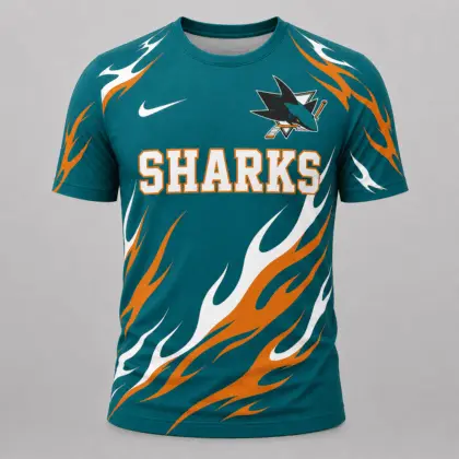 San Jose Sharks | Premium NHL Flame Graphic Game Day Fan T-Shirt NDN