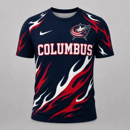 Columbus Blue Jackets | Premium NHL Flame Graphic Game Day Fan T-Shirt NDN