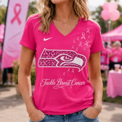 Seattle Seahawks | Premium NFL Tackle Breast Cancer V-neck NY
