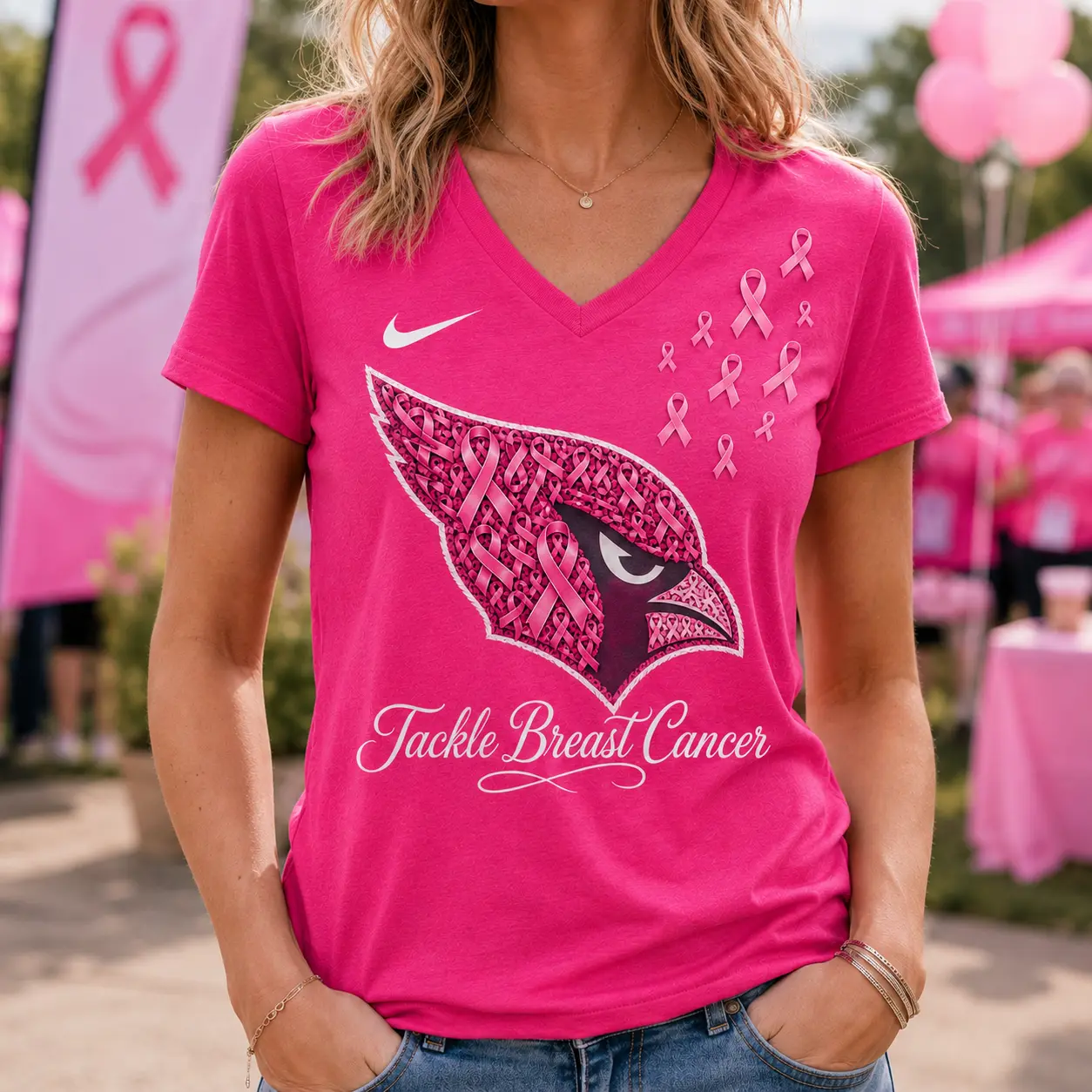 Arizona Cardinals | Premium NFL Tackle Breast Cancer V-neck NY