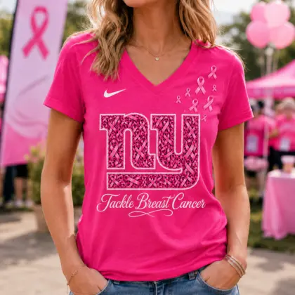 New York Giants | Premium NFL Tackle Breast Cancer V-neck NY