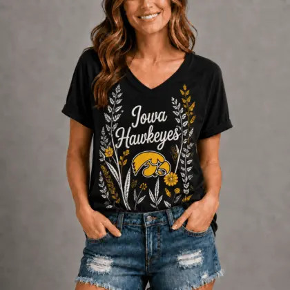 Iowa Hawkeyes | Premium NCAA Floral Spirit V-neck NY