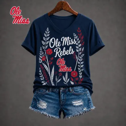 Ole Miss Rebels | Premium NCAA Floral Spirit V-neck NY