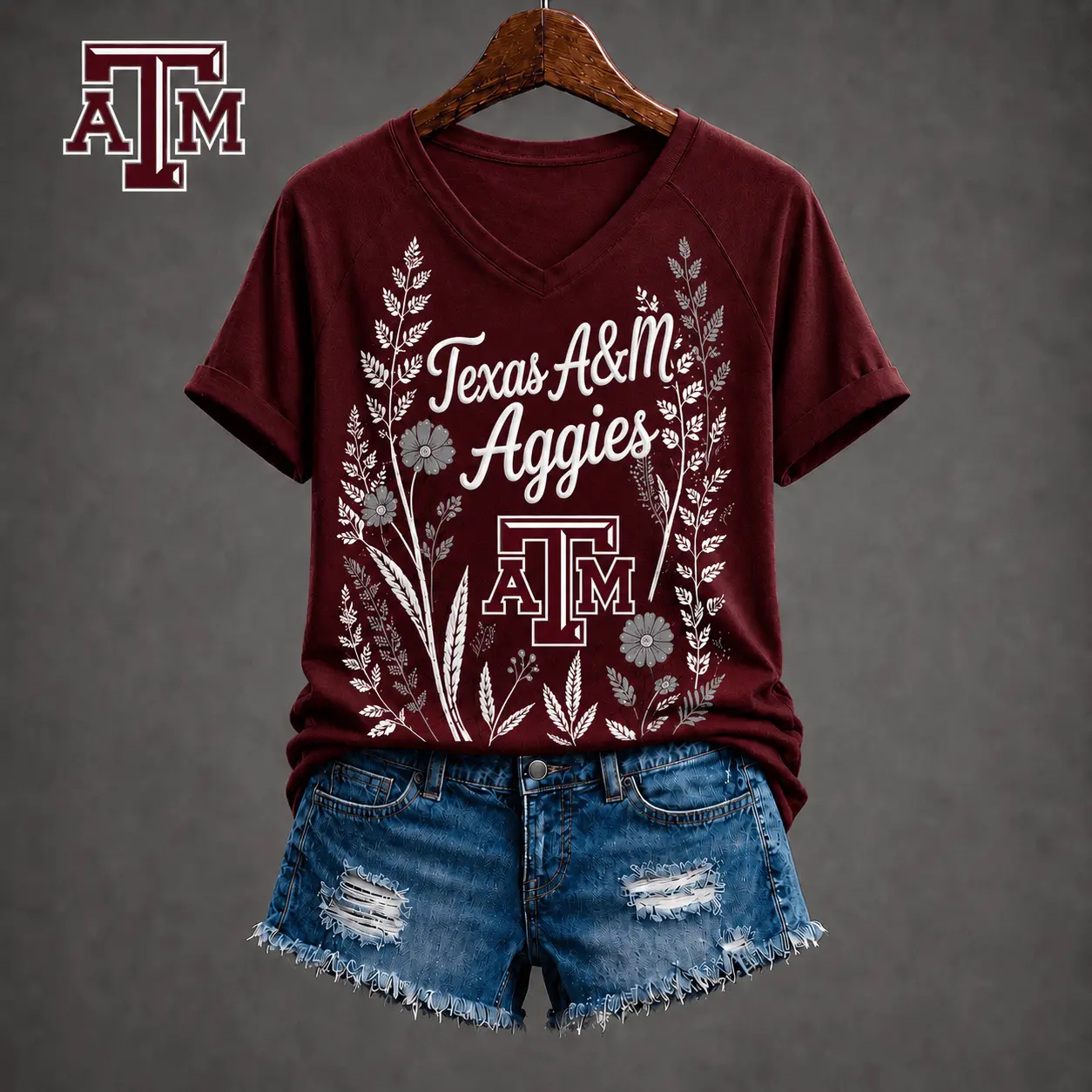Texas A&M Aggies | Premium NCAA Floral Spirit V-neck NY