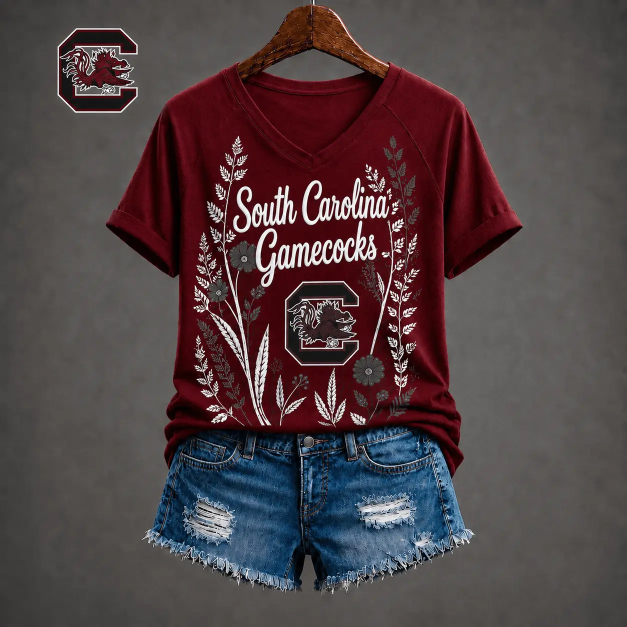 South Carolina Gamecocks | Premium NCAA Floral Spirit V-neck NY