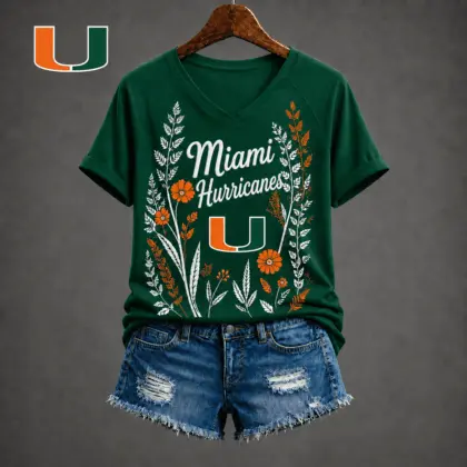 Miami Hurricanes | Premium NCAA Floral Spirit V-neck NY