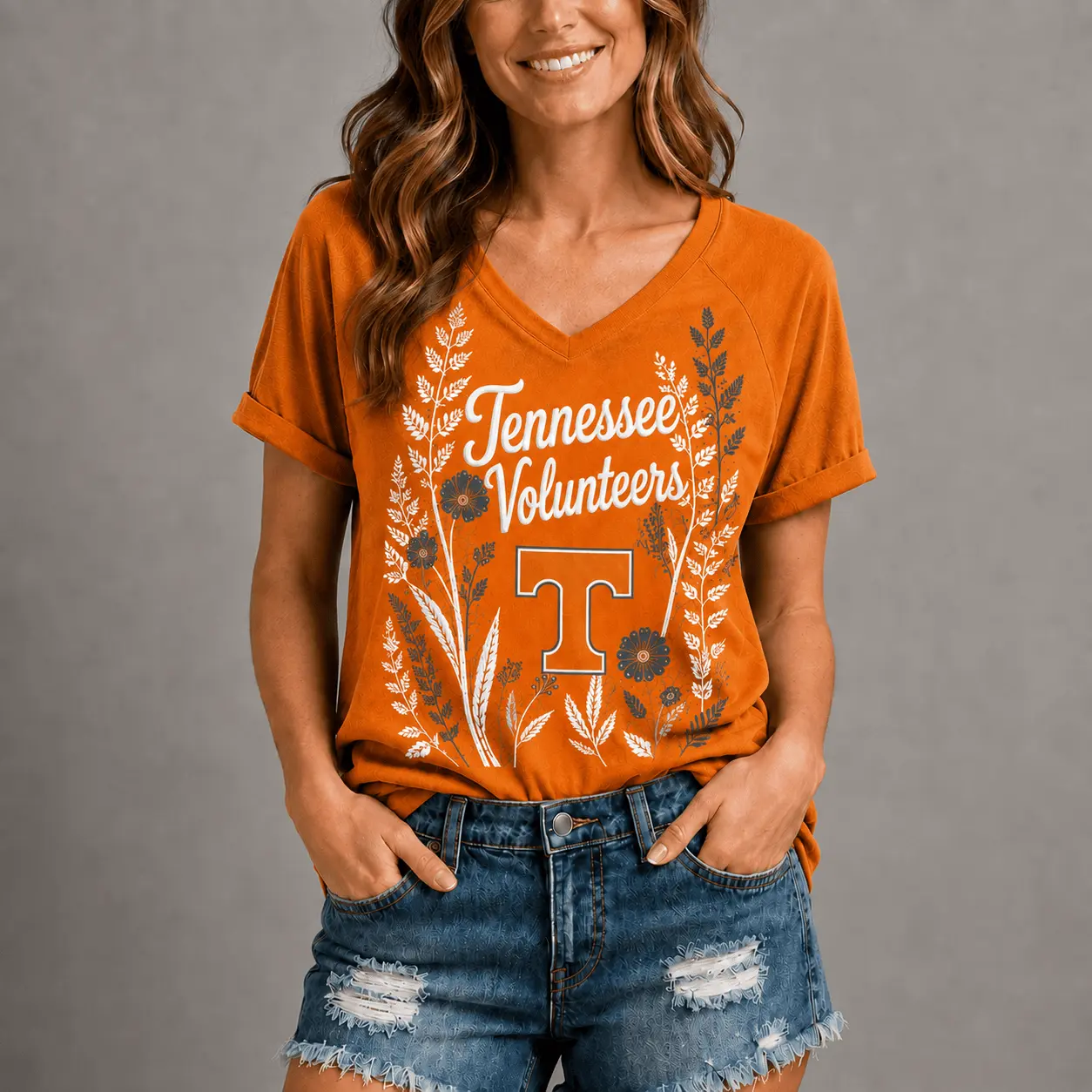Tennessee Volunteers | Premium NCAA Floral Spirit V-neck NY - Image 2