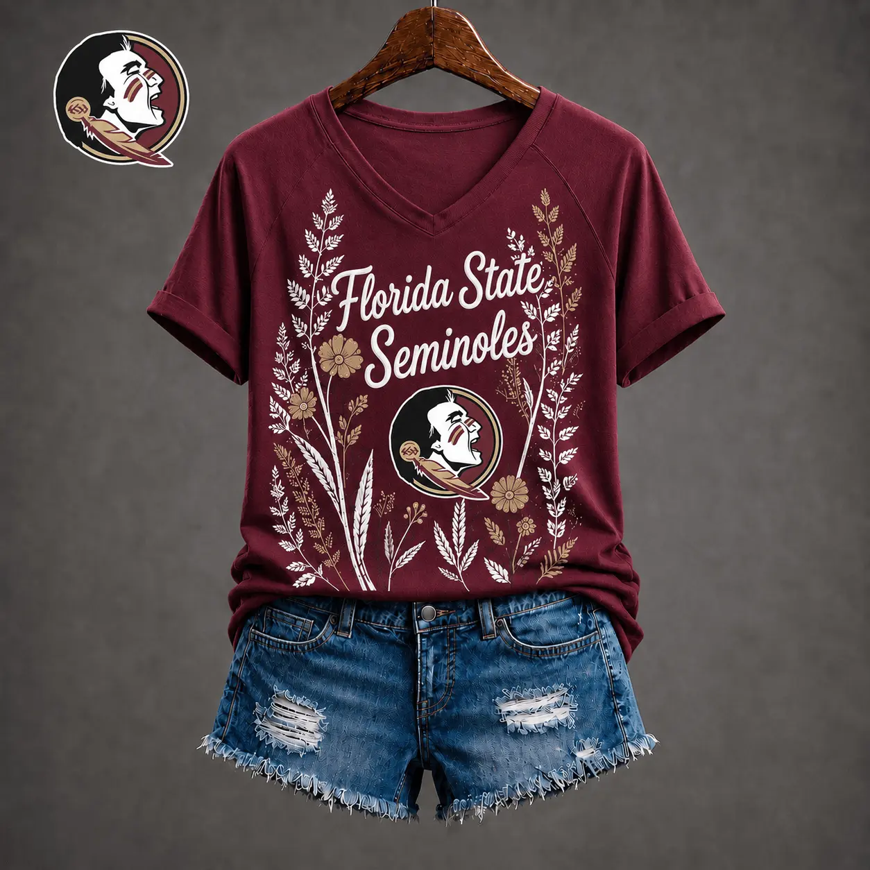 Florida State Seminoles | Premium NCAA Floral Spirit V-neck NY