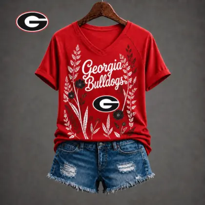 Georgia Bulldogs | Premium NCAA Floral Spirit V-neck NY