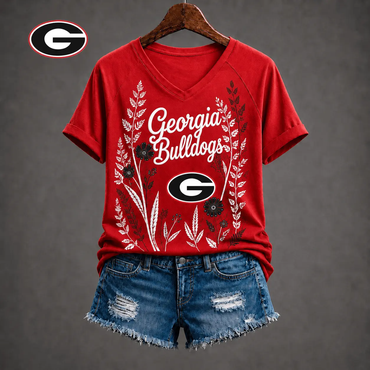 Georgia Bulldogs | Premium NCAA Floral Spirit V-neck NY