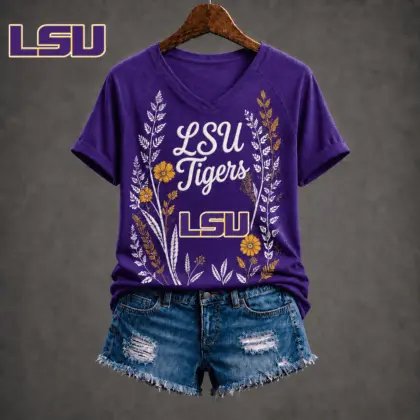 LSU Tigers | Premium NCAA Floral Spirit V-neck NY