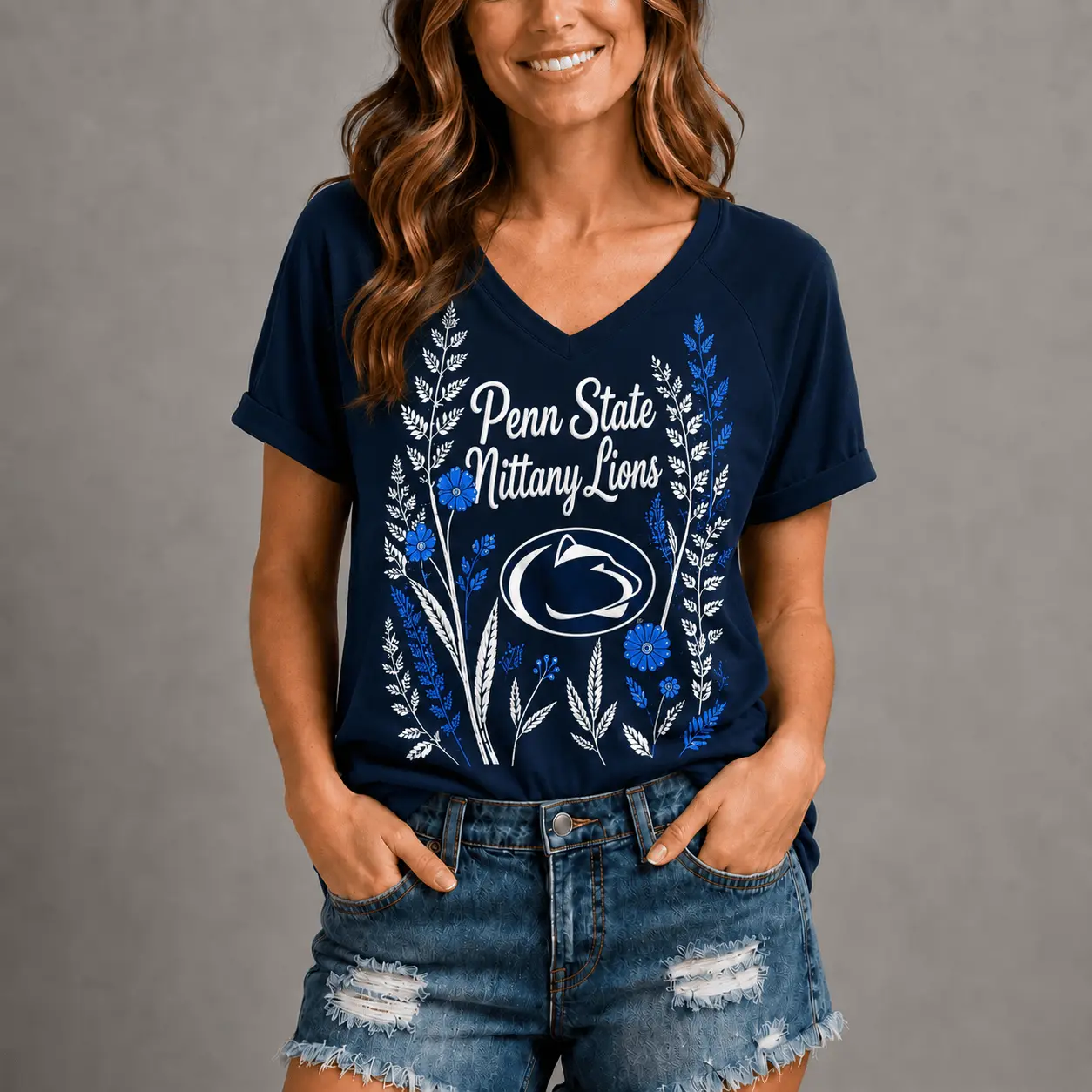 Penn State Nittany Lions | Premium NCAA Floral Spirit V-neck NY