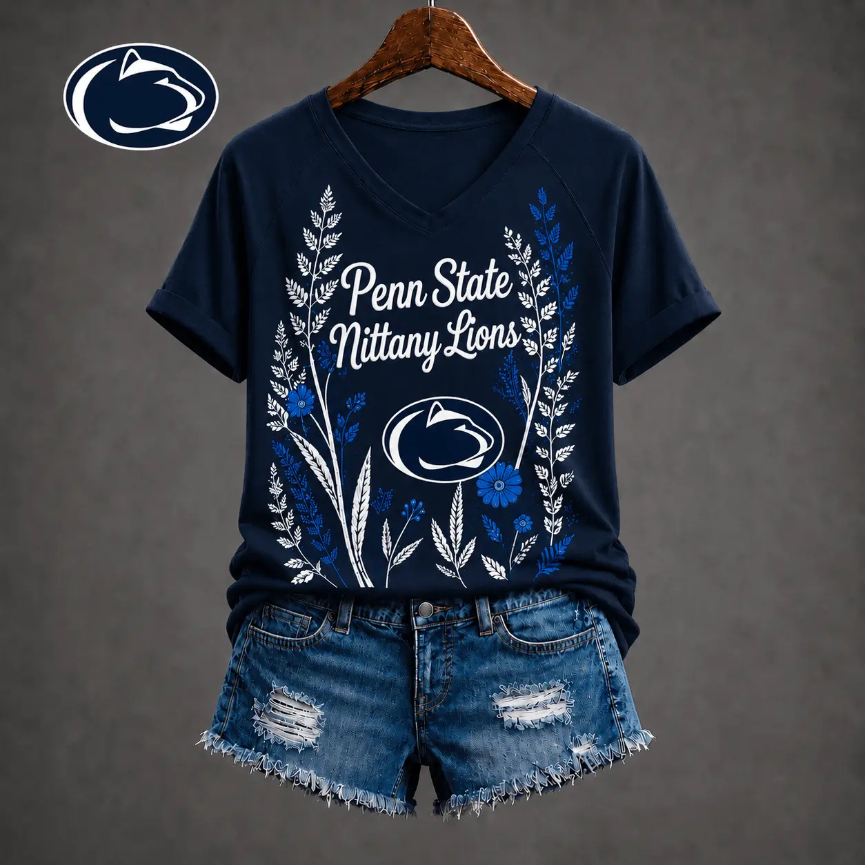 Penn State Nittany Lions | Premium NCAA Floral Spirit V-neck NY - Image 2