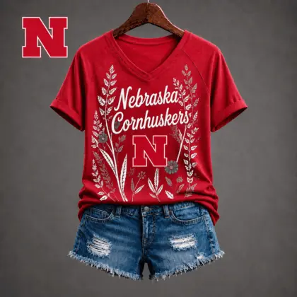 Nebraska Cornhuskers | Premium NCAA Floral Spirit V-neck NY