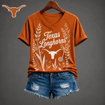 Texas Longhorns | Premium NCAA Floral Spirit V-neck NY