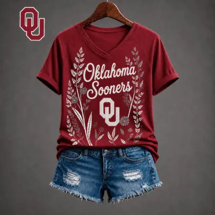 Oklahoma Sooners | Premium NCAA Floral Spirit V-neck NY