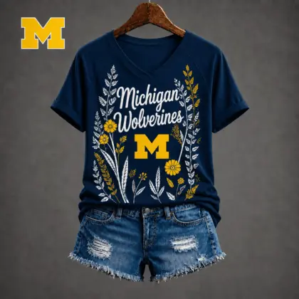 Michigan Wolverines | Premium NCAA Floral Spirit V-neck NY