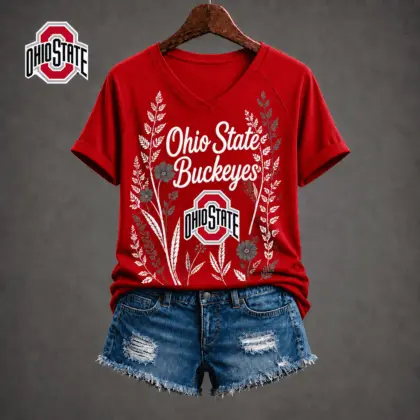 Ohio State Buckeyes | Premium NCAA Floral Spirit V-neck NY