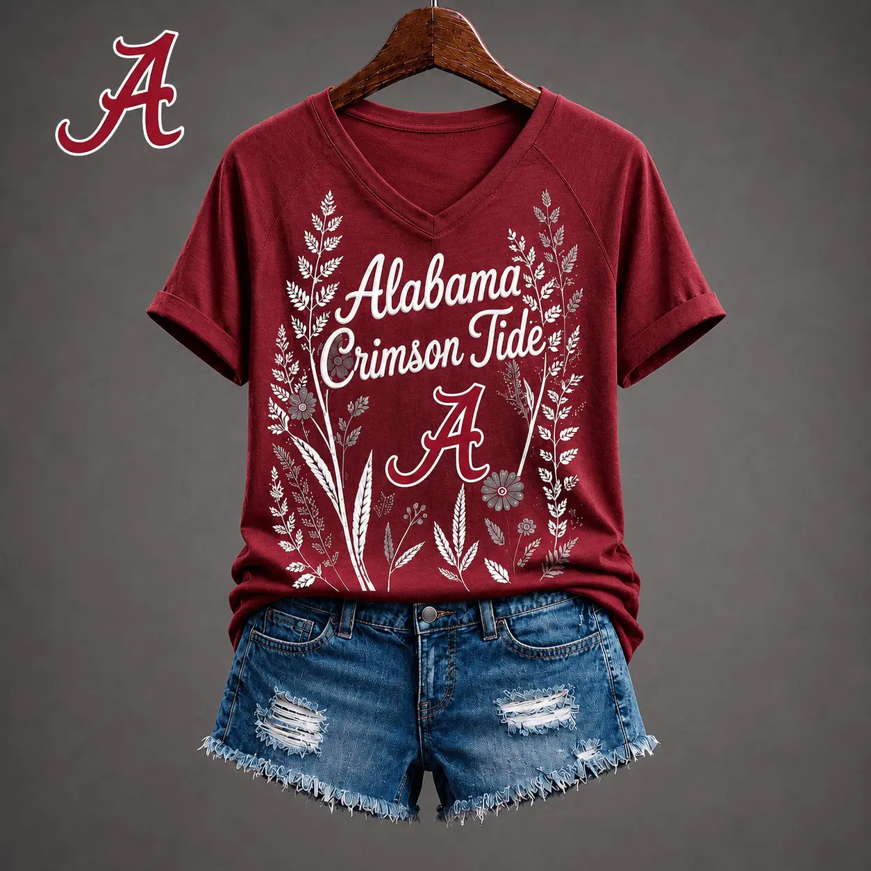 Alabama Crimson Tide | Premium NCAA Floral Spirit V-neck NY