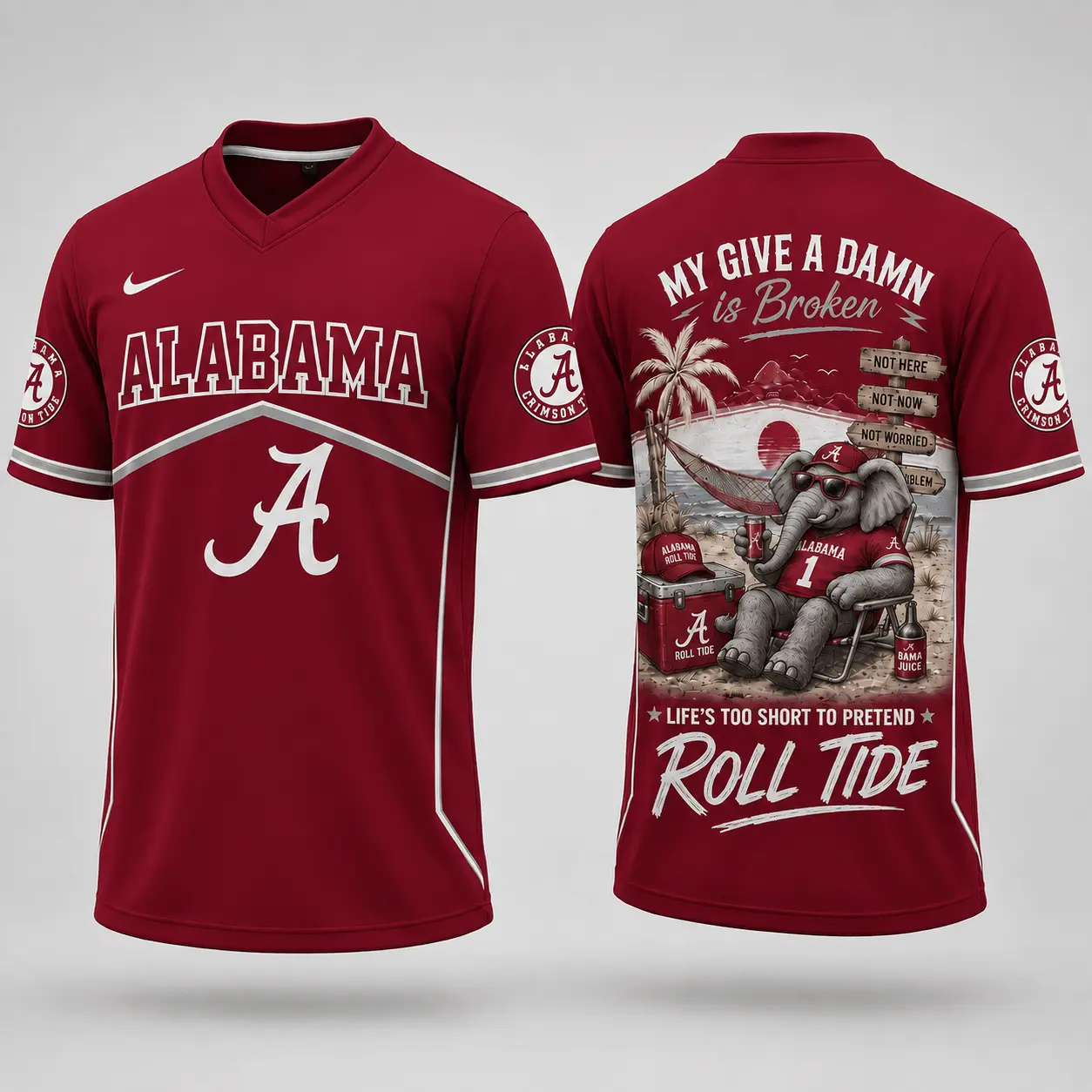 Alabama Crimson Tide | Premium NCAA My Give A Damn Is Broken V-neck NY