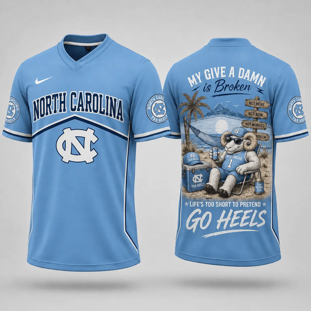 North Carolina Tar Heels | Premium NCAA My Give A Damn Is Broken V-neck NY