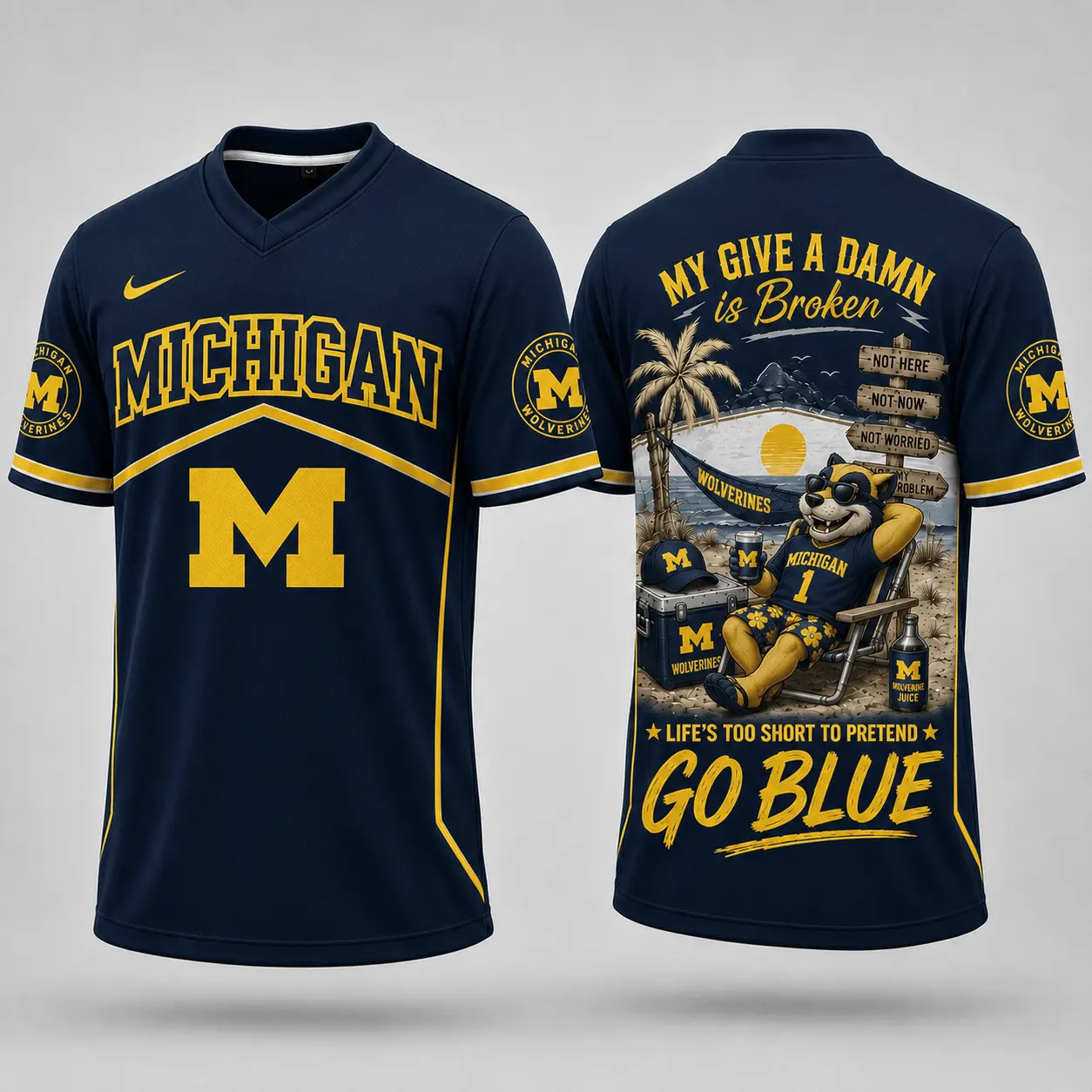 Michigan Wolverines | Premium NCAA My Give A Damn Is Broken V-neck NY