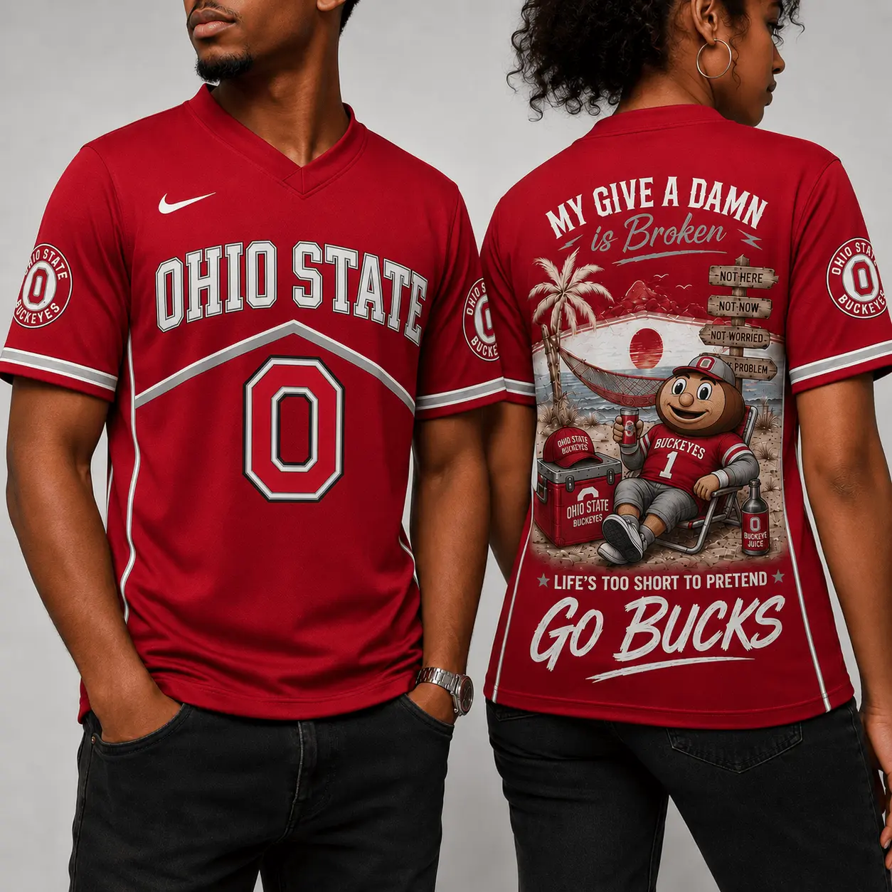 Ohio State Buckeyes | Premium NCAA My Give A Damn Is Broken V-neck NY - Image 2