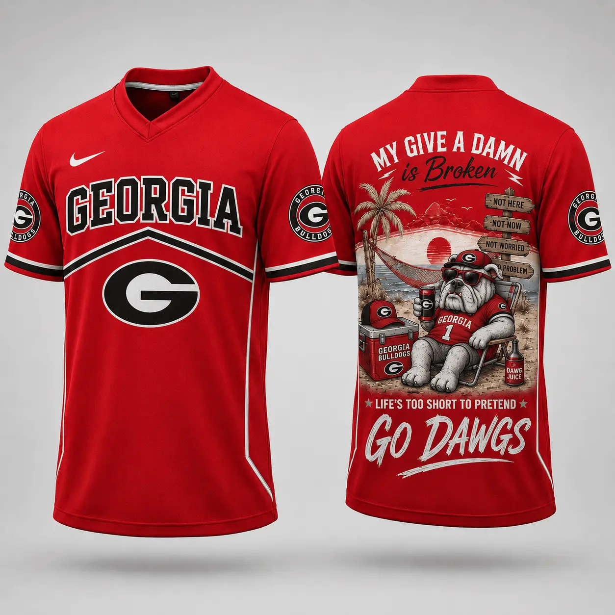 Georgia Bulldogs | Premium NCAA My Give A Damn Is Broken V-neck NY