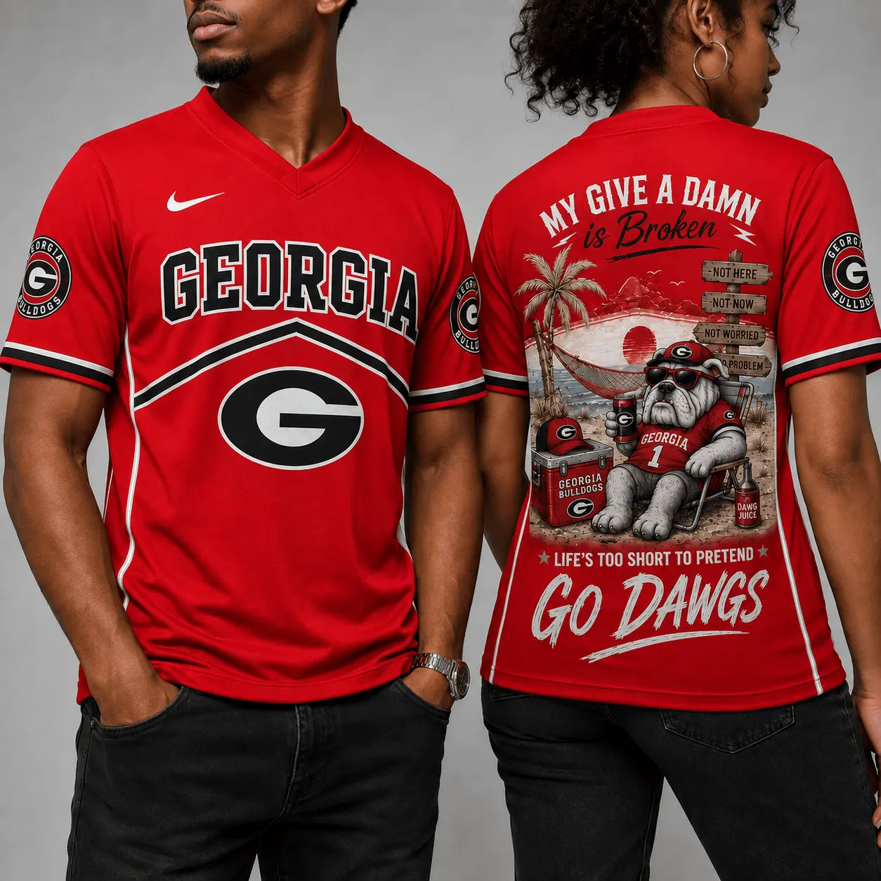 Georgia Bulldogs | Premium NCAA My Give A Damn Is Broken V-neck NY - Image 2