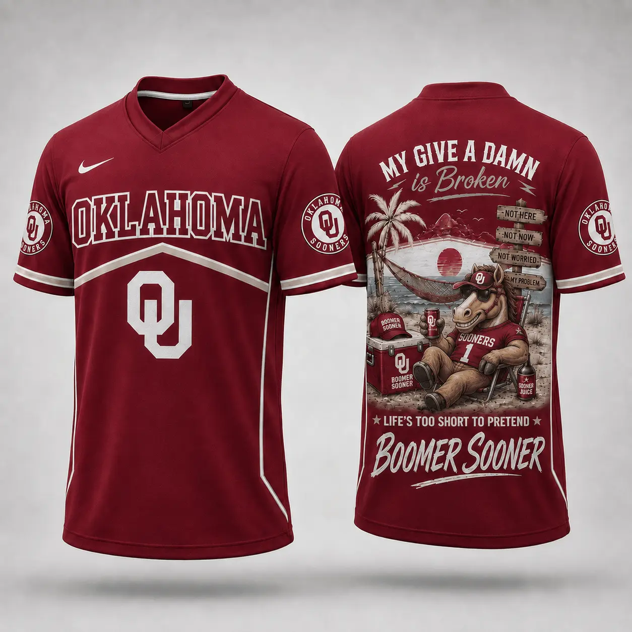 Oklahoma Sooners | Premium NCAA My Give A Damn Is Broken V-neck NY