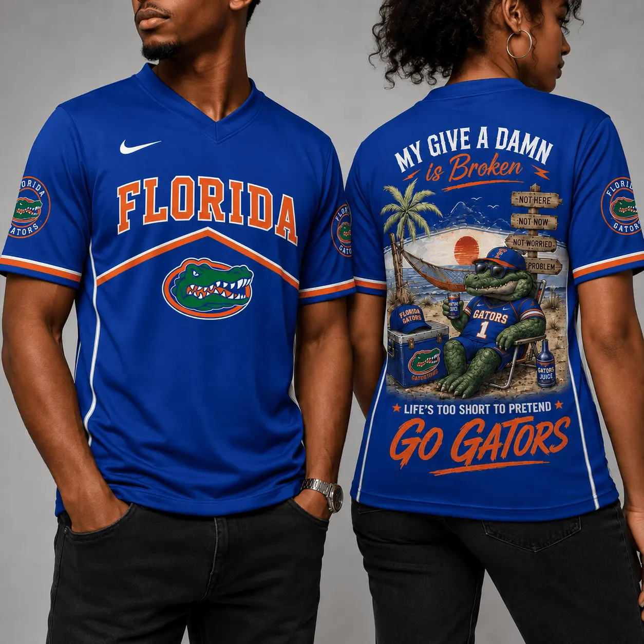 Florida Gators | Premium NCAA My Give A Damn Is Broken V-neck NY - Image 2