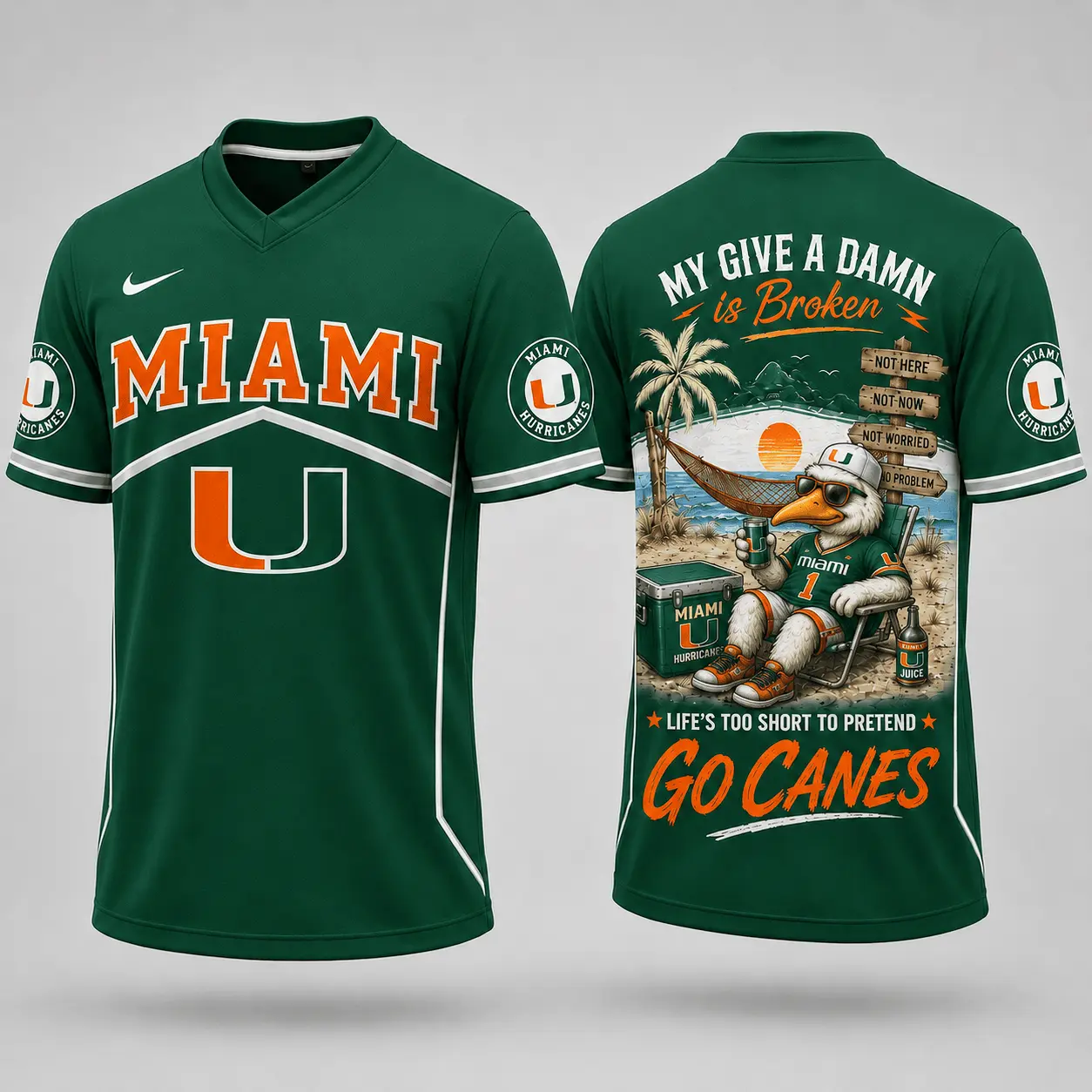 Miami Hurricanes | Premium NCAA My Give A Damn Is Broken V-neck NY