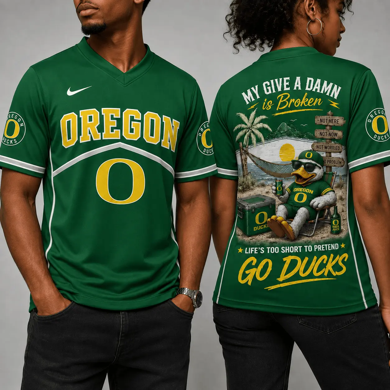 Oregon Ducks | Premium NCAA My Give A Damn Is Broken V-neck NY - Image 2