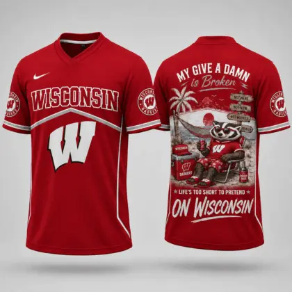 Wisconsin Badgers | Premium NCAA My Give A Damn Is Broken V-neck NY