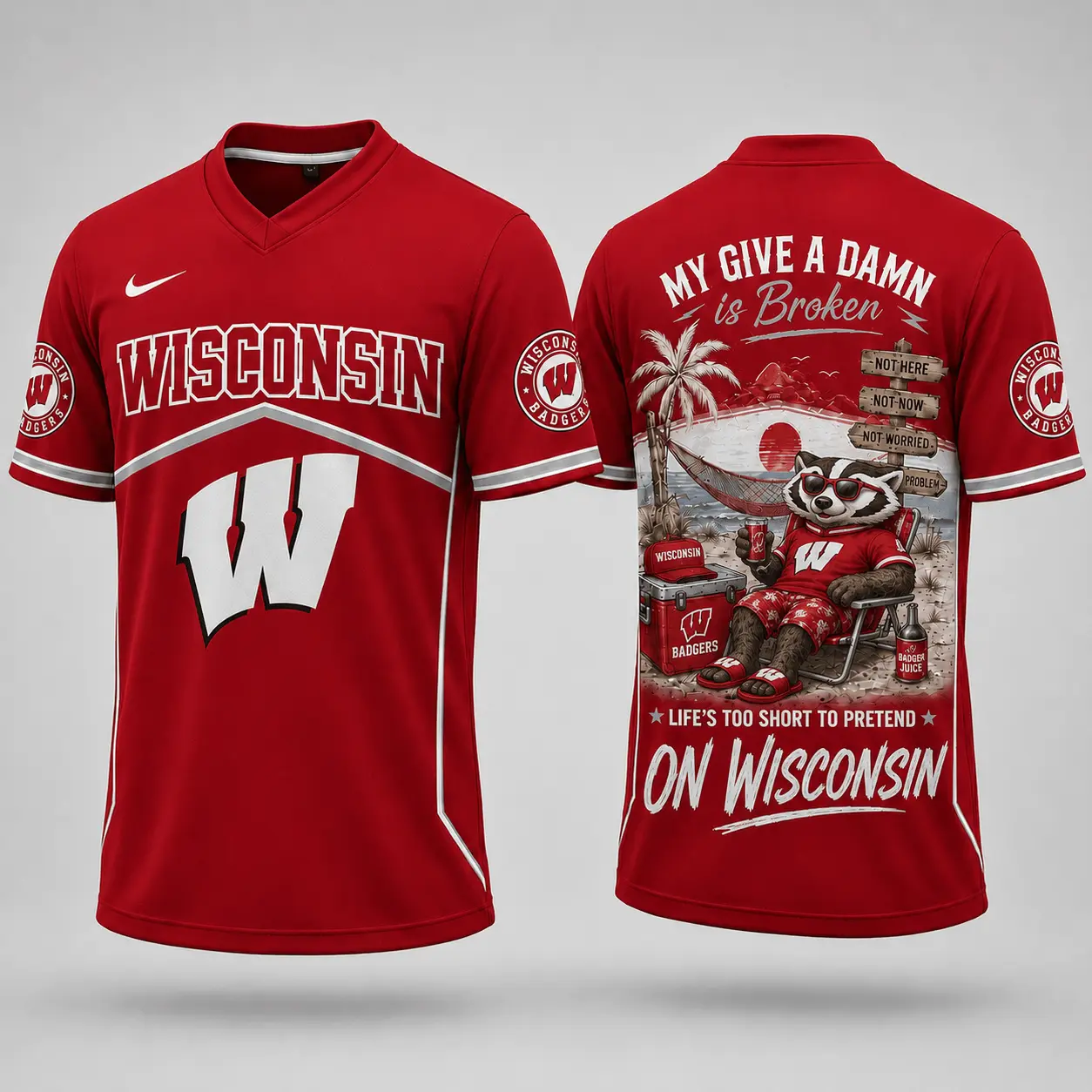 Wisconsin Badgers | Premium NCAA My Give A Damn Is Broken V-neck NY