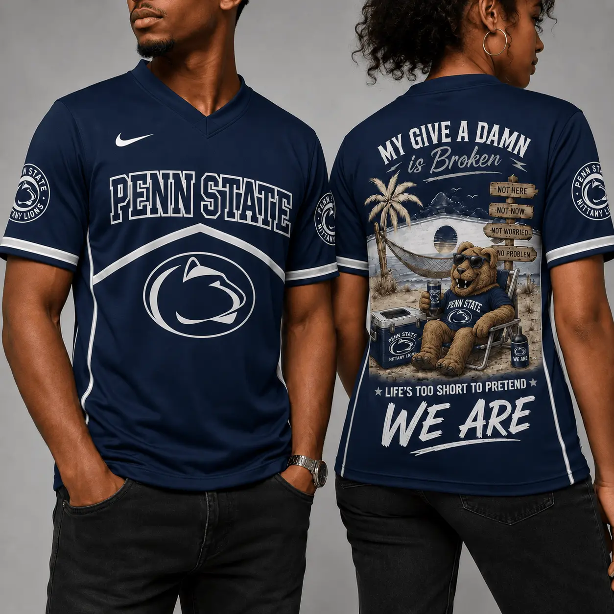 Penn State Nittany Lions | Premium NCAA My Give A Damn Is Broken V-neck NY - Image 2