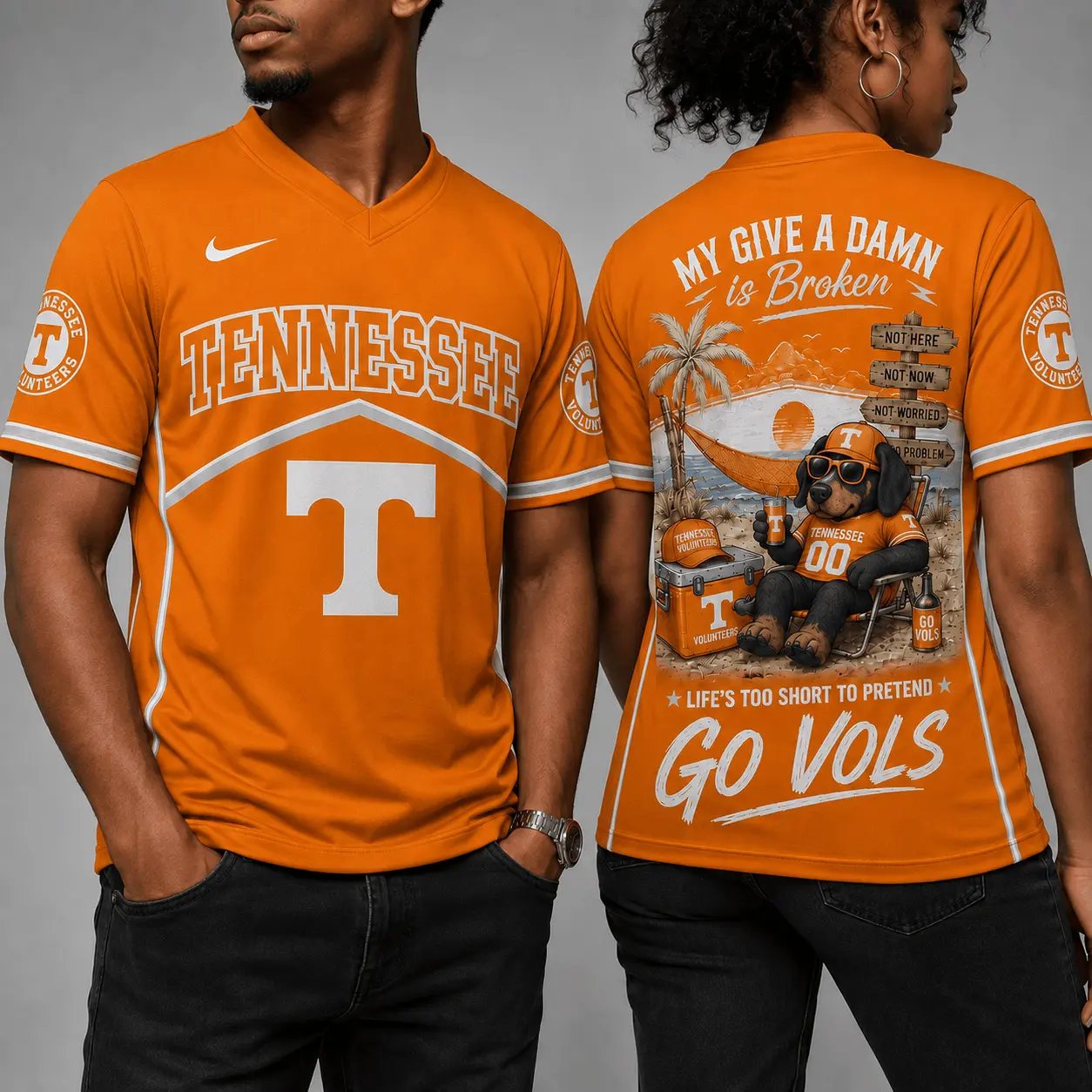 Tennessee Volunteers | Premium NCAA My Give A Damn Is Broken V-neck NY - Image 2