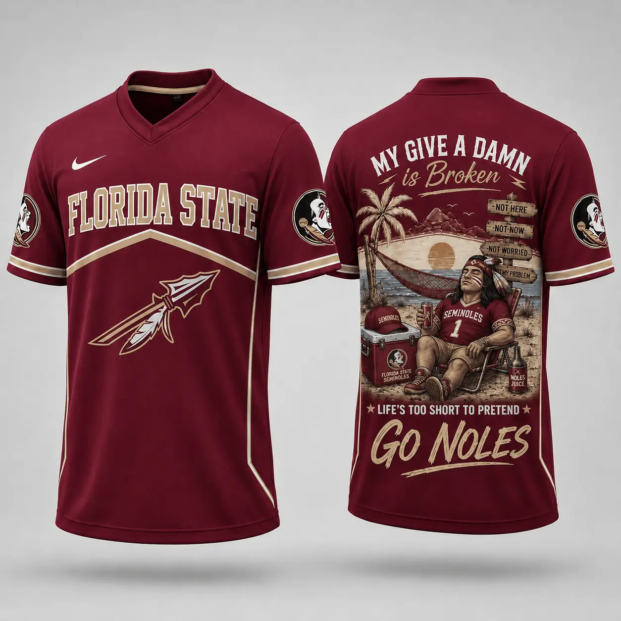Florida State Seminoles | Premium NCAA My Give A Damn Is Broken V-neck NY