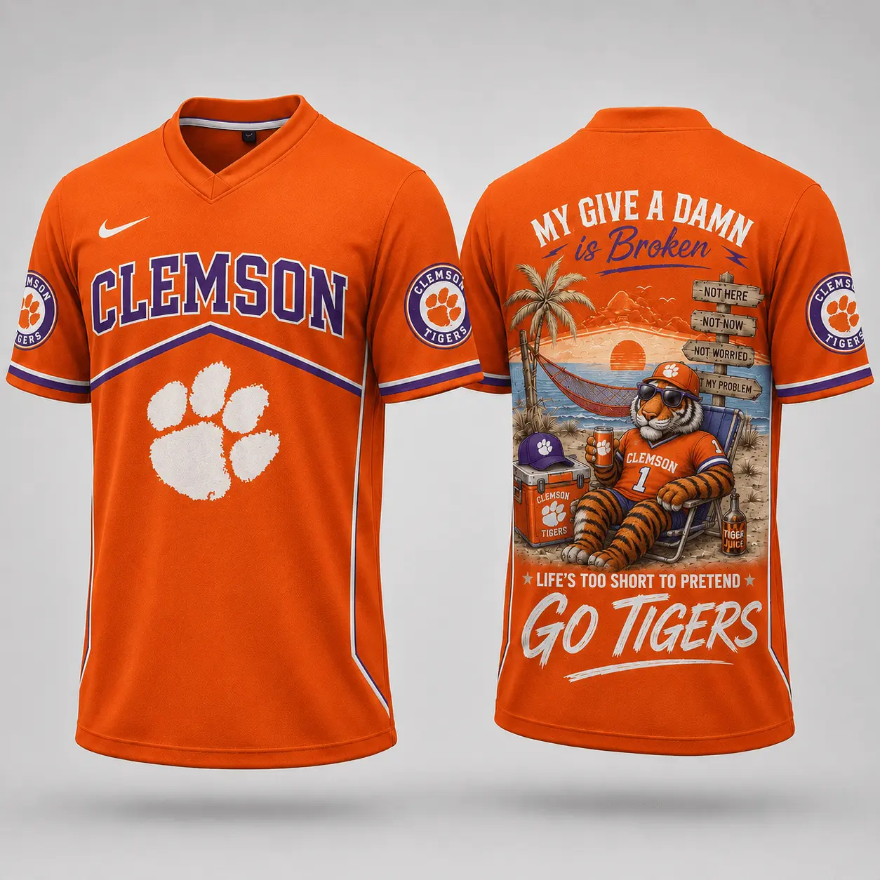 Clemson Tigers | Premium NCAA My Give A Damn Is Broken V-neck NY