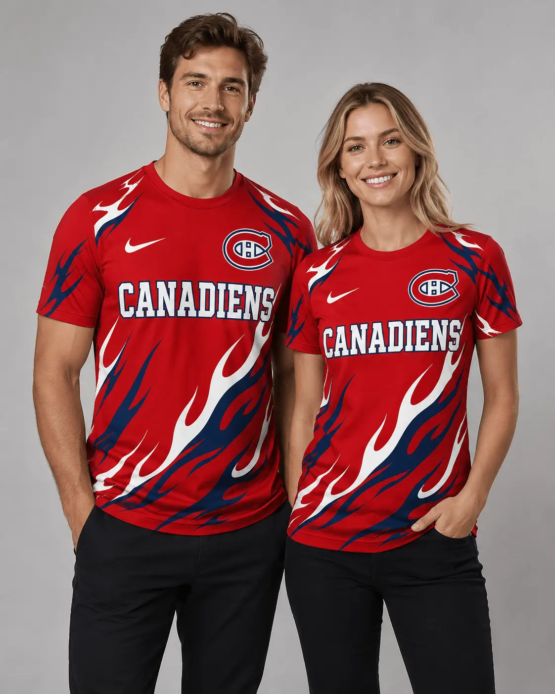 Montreal Canadiens | Premium NHL Flame Graphic Game Day Fan T-Shirt NDN - Image 2