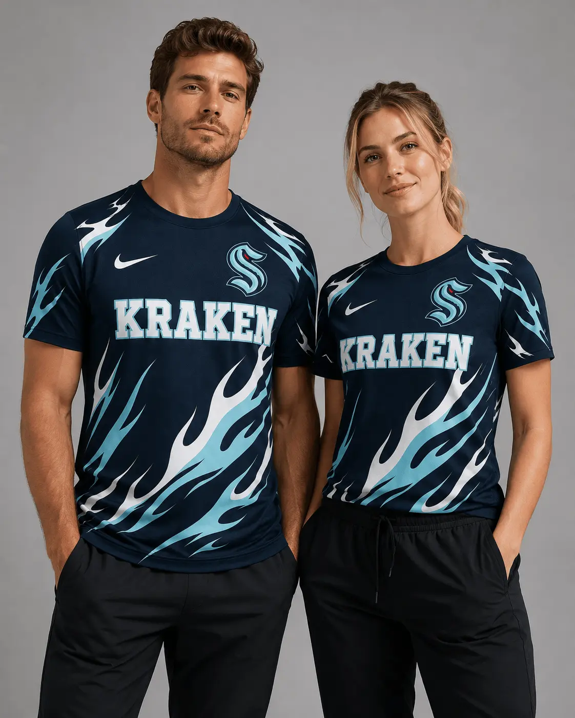 Seattle Kraken | Premium NHL Flame Graphic Game Day Fan T-Shirt NDN - Image 2
