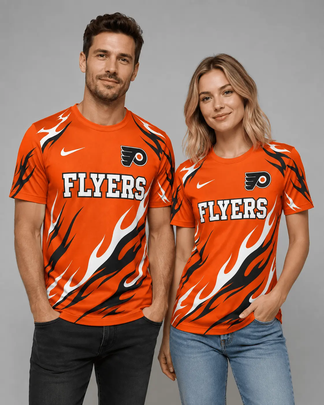 Philadelphia Flyers | Premium NHL Flame Graphic Game Day Fan T-Shirt NDN - Image 2