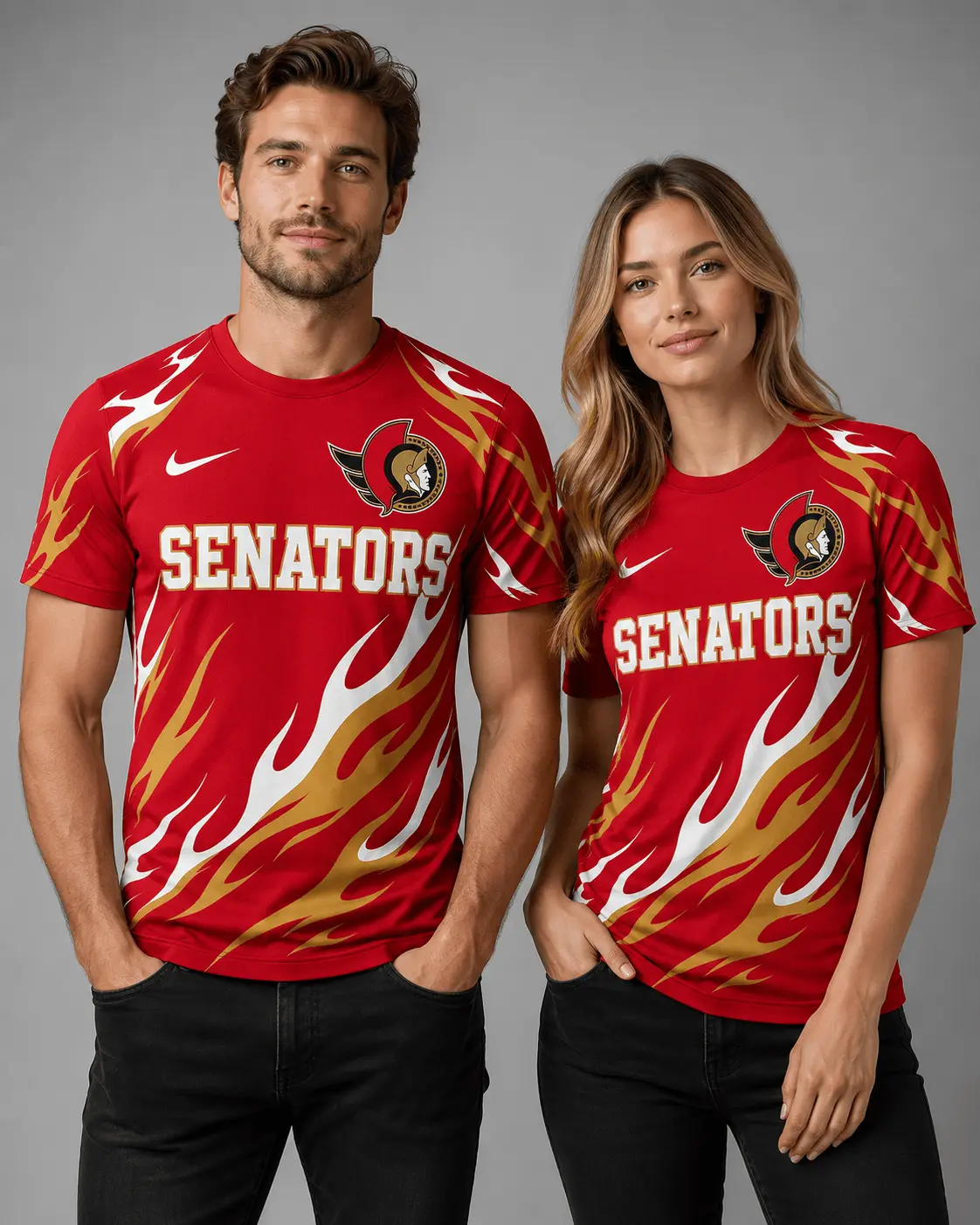 Ottawa Senators | Premium NHL Flame Graphic Game Day Fan T-Shirt NDN - Image 2