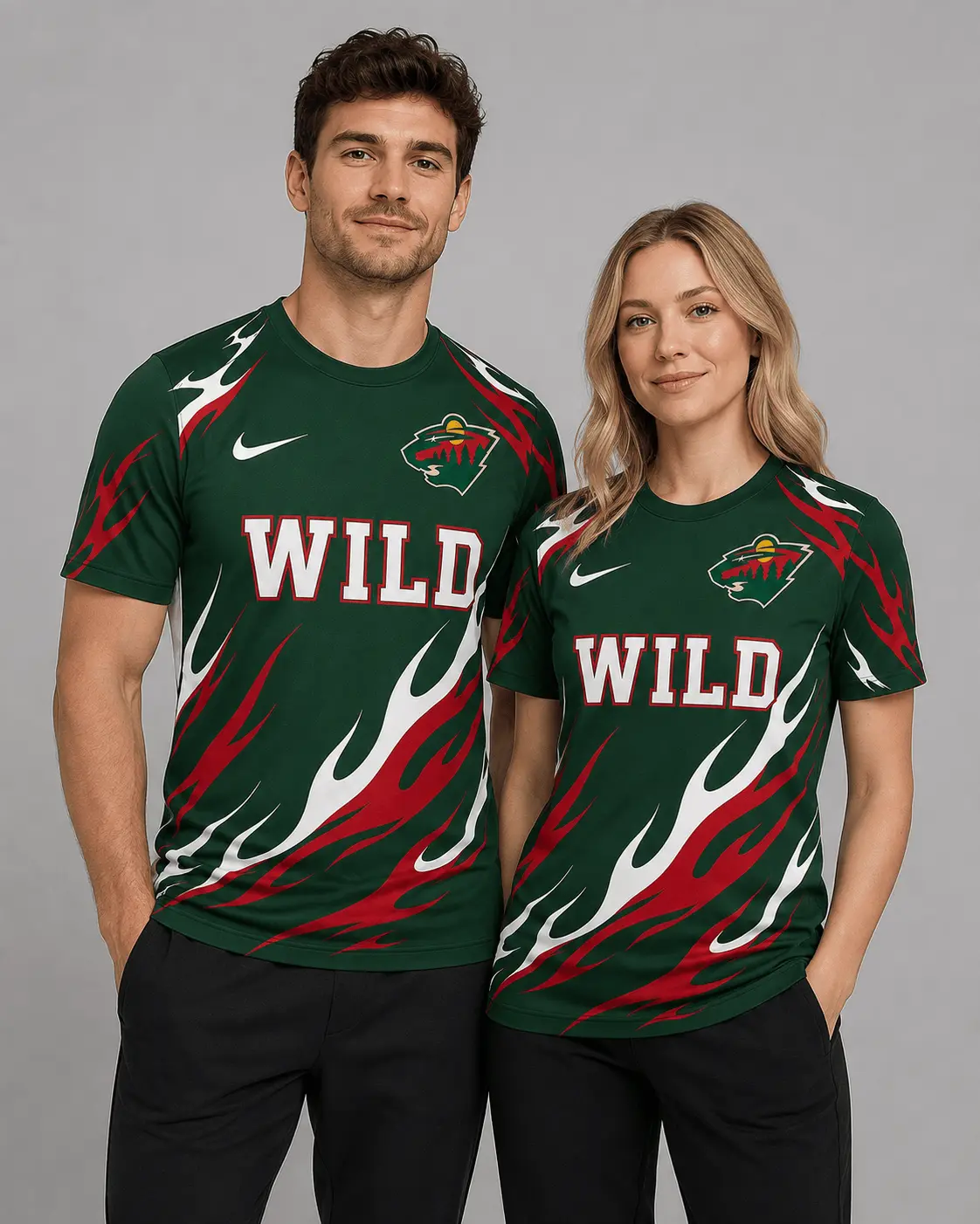 Minnesota Wild | Premium NHL Flame Graphic Game Day Fan T-Shirt NDN - Image 2