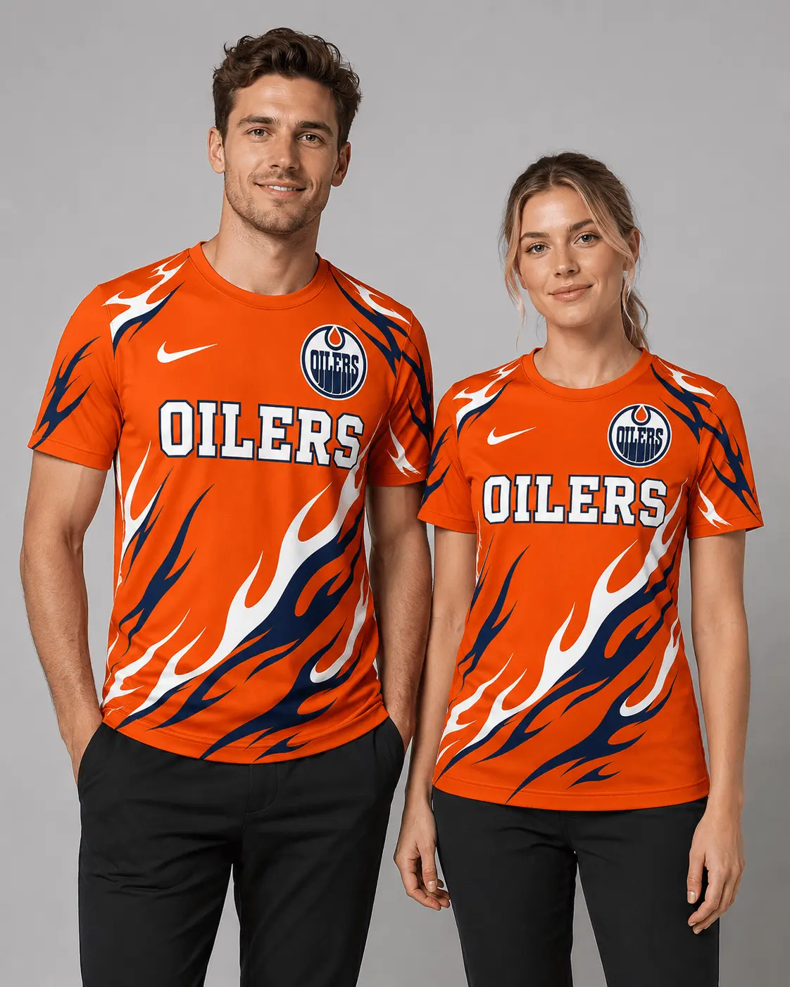 Edmonton Oilers | Premium NHL Flame Graphic Game Day Fan T-Shirt NDN - Image 2