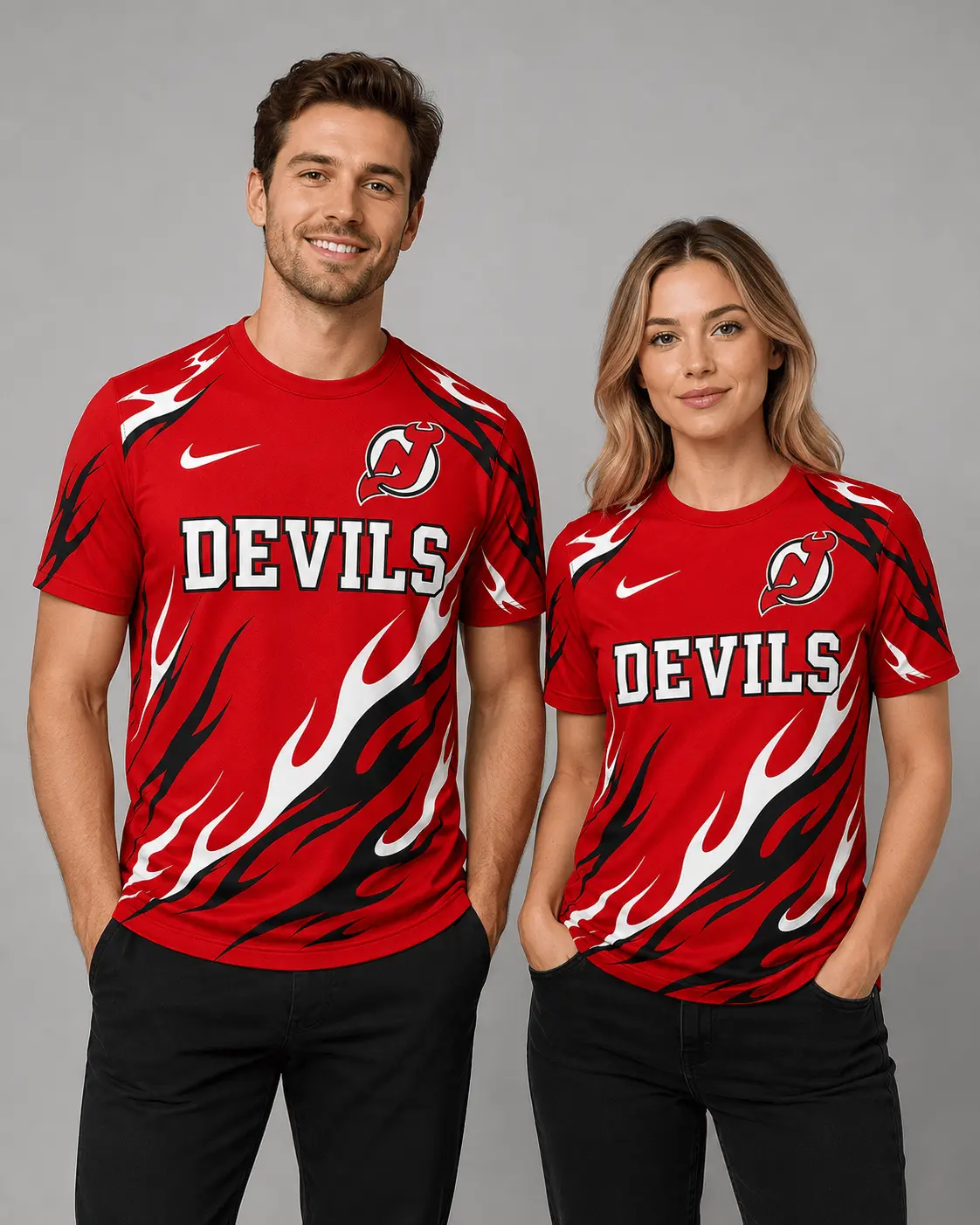 New Jersey Devils | Premium NHL Flame Graphic Game Day Fan T-Shirt NDN - Image 2