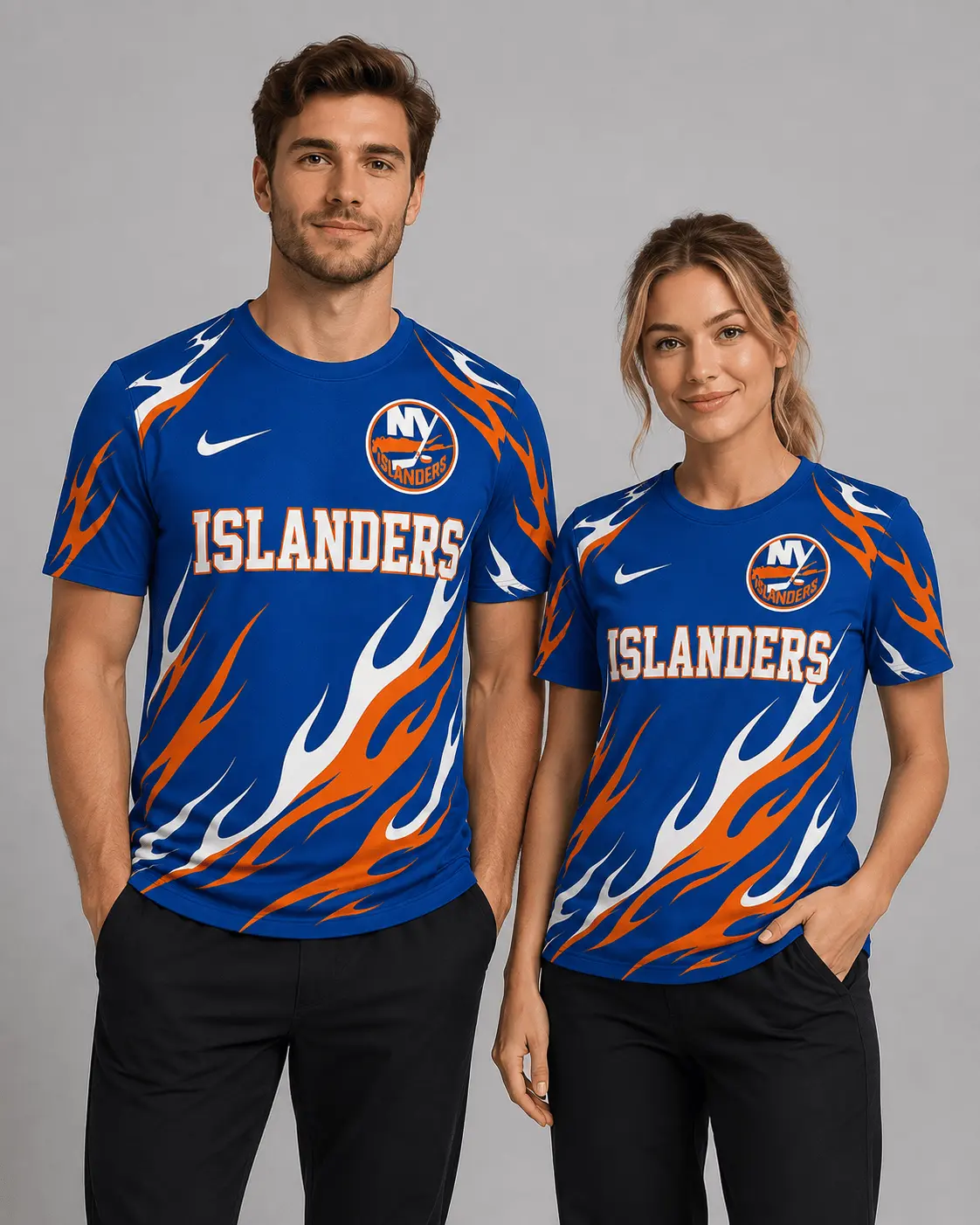 New York Islanders | Premium NHL Flame Graphic Game Day Fan T-Shirt NDN - Image 2
