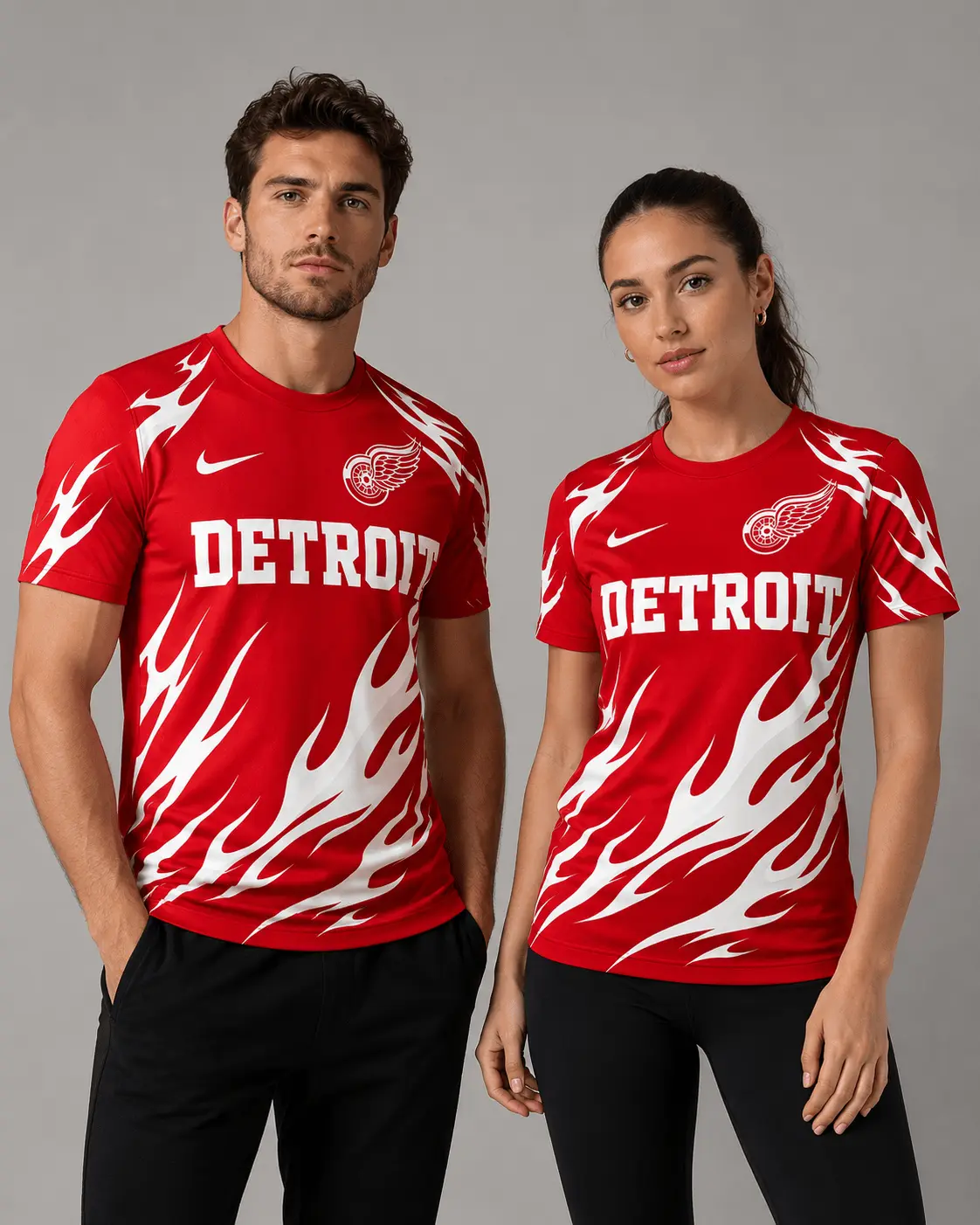 Detroit Red Wings | Premium NHL Flame Graphic Game Day Fan T-Shirt NDN - Image 2